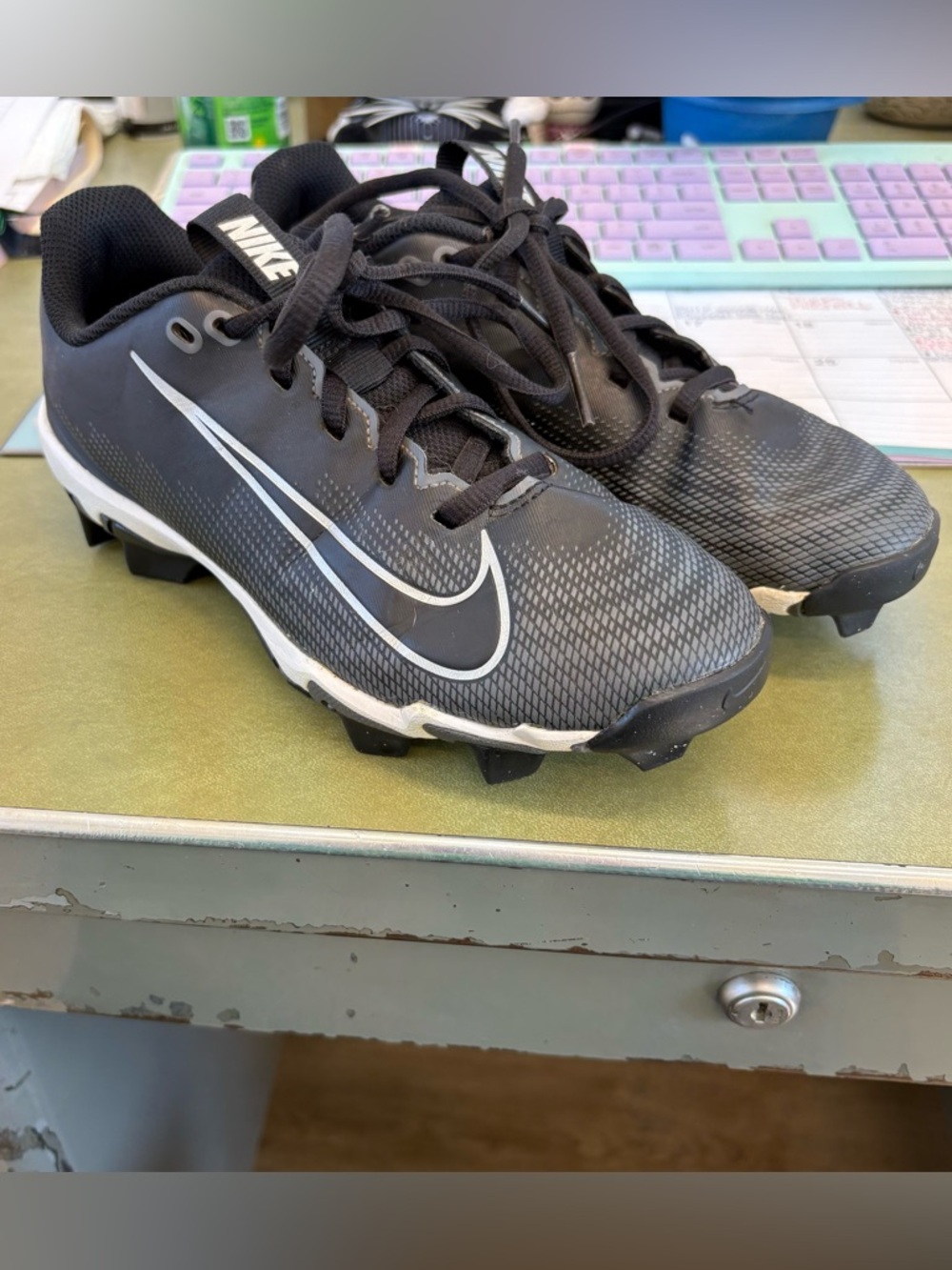 Nike Fastflex Baseball Cleats Black White Youth 4.5Y Molded Cleats